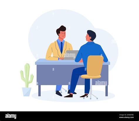 Job Interview Hr Manager With Laptop Talking To The Candidate Vector