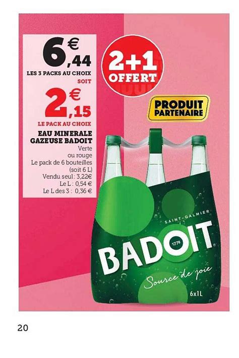 Promo Eau Min Rale Gazeuse Badoit Chez Super U Icatalogue Fr