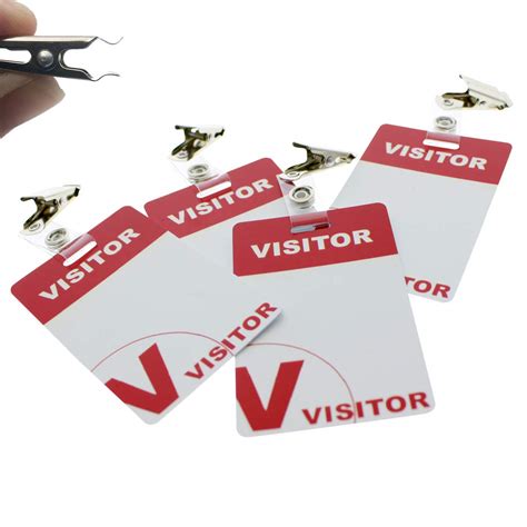 10 Pack Heavy Duty Visitor Badges With Clips Reusable And Re Writable Durable