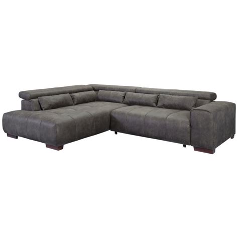 Livetastic Eckschlafsofa Anthrazit Textil Buche Massiv Uni