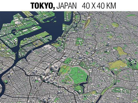 Tokyo Japan 40x40km 3D City Map 3D model | CGTrader