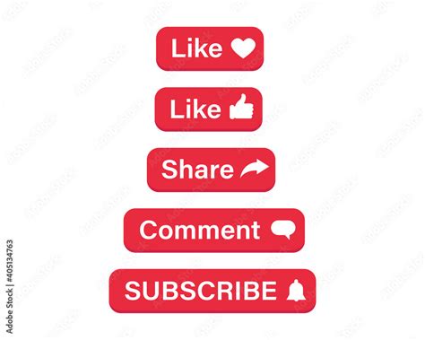 Social Media Buttons Like Share Comment And Subscribe Buttons Internet Page Interface