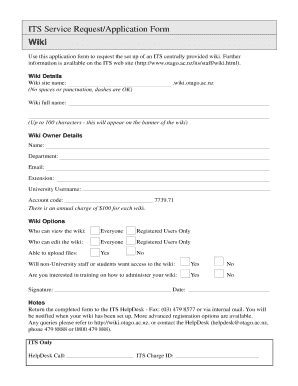 Fillable Online Docushare Otago Ac Its Service Request Application Form