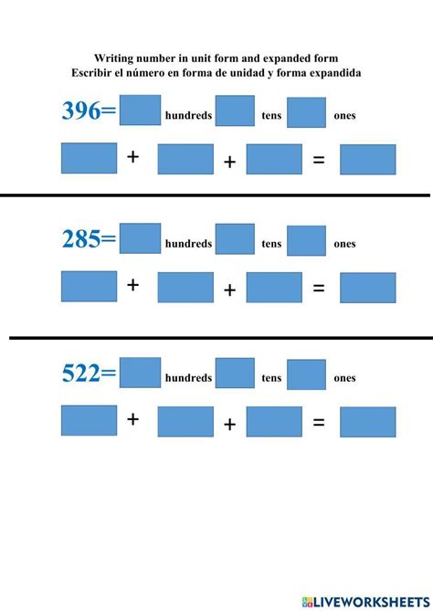 Expanded Form Online Pdf Activity Live Worksheets