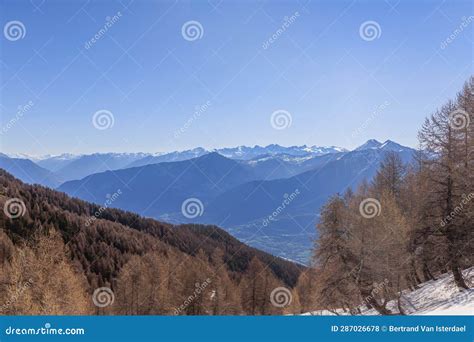 A Scenics View Of Majestic Snowy Mountains Summits In The Hautes Alpes