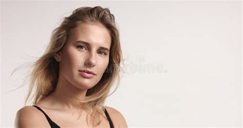 Beautiful Blonde In Black Camisole Stock Photo Image Of Hair Healthy 100108580