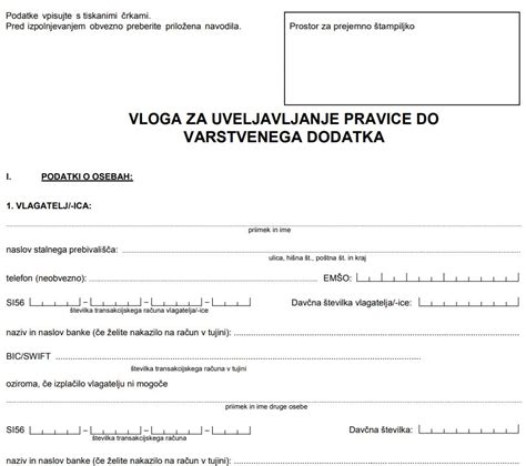 Poenostavljena Vloga Za Uveljavljanje Pravice Do Varstvenega Dodatka