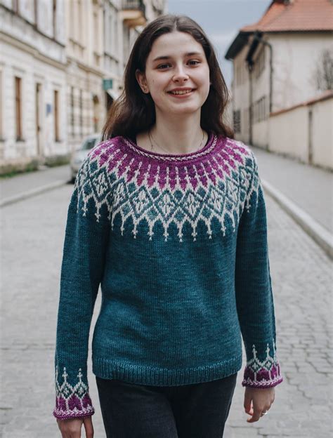 Latvian Sweater Knitting Pattern Fair Isle Stranded Colorwork Yoke