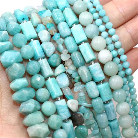 Natural Amazonite Stone Beads Round Faceted Rondelle Square Irregular