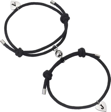 Jewenova Magnetic Couples Bracelets Braided Rope Mutual Attract