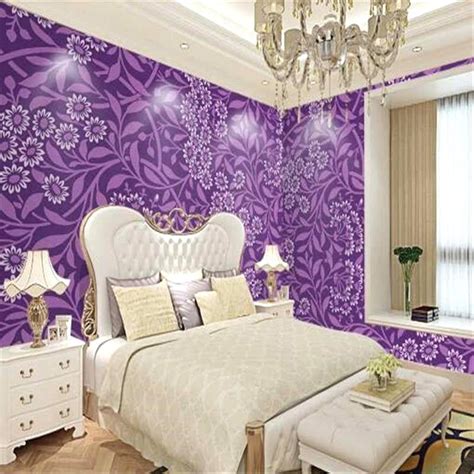 Purple Bedroom Wallpaper Luxury Wall Murals Purple Motif Wallpaper Dinding Warna Ungu