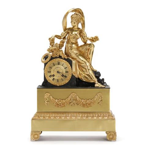 French Patinated And Dore Bronze Figural Mantel Clock By Raingo Fr Res