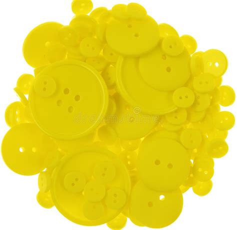 Yellow Colored Sewing Buttons Isolated on White Stock Photo - Image of ...