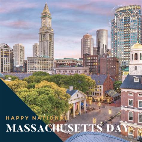 An Image Of A City With The Words Happy National Massachusetts Day