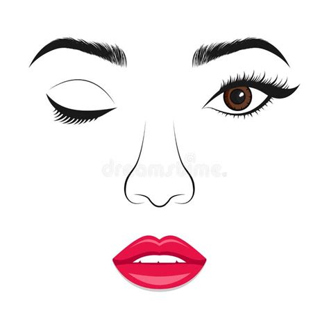 Beautiful Woman Face Eye Wink Stock Illustrations 266 Beautiful Woman