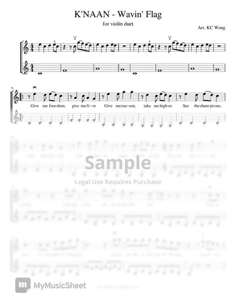 Knaan Wavin Flag Violin Duet Sheets By Kc Wong