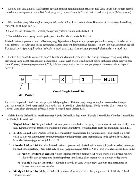 Contoh Pejelasan Data Linked List Linked List Atau Dikenal Juga