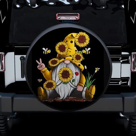 Sunflower Gnome Jeep Car Spare Tire Cover T For Campers Spare Tire