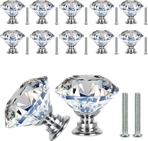 VIPMOON 12 Pcs Bouton De Porte Cristal Diamant De Verre Cristal