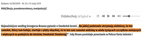 Koroluk on Twitter Otóż Braun kwestionował to że szczątki samolotu