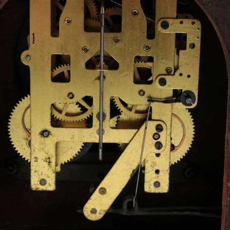 Seth Thomas Wood Eight Day Tambour Mantel Clock Mid 20th Century