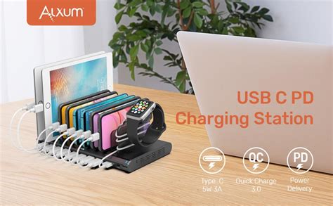 Alxum W Station De Charge Usb C Multi Appareils Avec Qc Charge