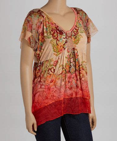 Orange Abstract Sidetail Top Plus Zulily Tops Tunic Tops My Style