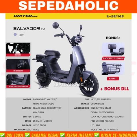 Jual Sepeda Motor Listrik United Salvador Watt Electric Bike