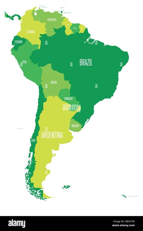 Carte Politique De Lamérique Du Sud Carte Vectorielle Simple Et Plate Avec Des Noms De Pays