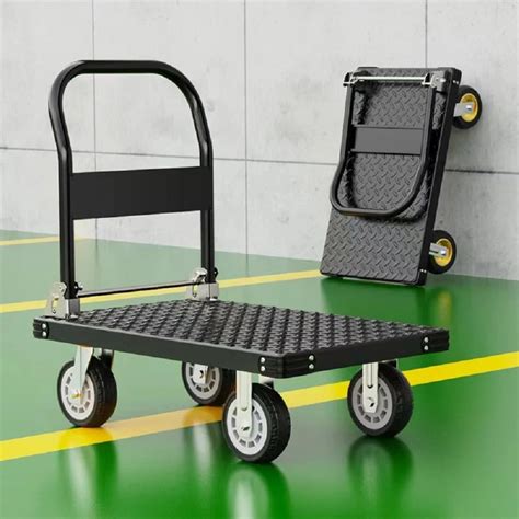 Mild Steel Rubber Folding Hand Trolley For Material Handling At Rs