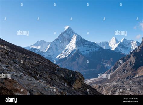 A Panoramic View Of The Mountain Peak Everest Jomolungma In Nepal