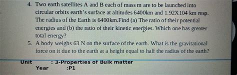 Two Earth Satellites A And B Each Of Mass M Are To Be Launched Into Ci