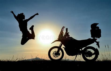 Transportation Travel And Happy Motorcyclist Stock Photo Image Of