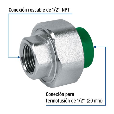 49816 CV 981 TRUPER Tuerca unión PPR mixta inserto metálico 1 2 Foset