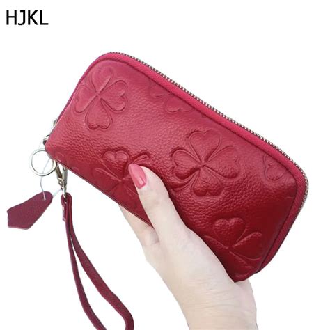 HJKL señoras mujeres carteras de cuero genuino monederos de cartera