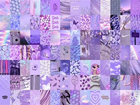 Lavender Wall Collage Kit 101 Pcs Pastel Aesthetic Purple Photo