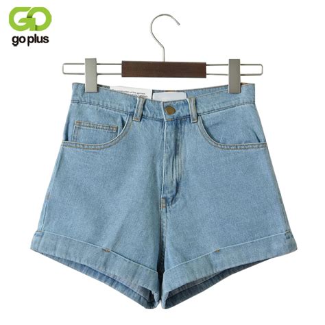 Vintage Denim Shorts Women High Waist Rolled Hem Denim Shorts Girls Sexy Cuff Jeans Shorts Plus