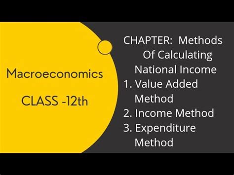 Ch Methods Of Calculating National Income Class 12th