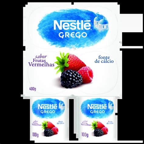 Iogurte Grego Frutas Vermelhas Nestlé Bandeja 400g 4 Unidades Panelão