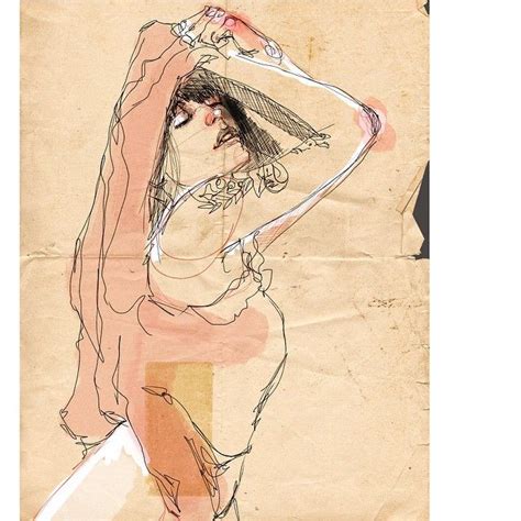 A Drawing Of A Woman Dancing With Her Arms Behind Her Head