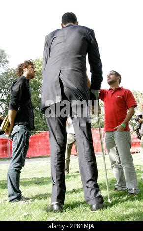 The World S Tallest Person Sultan Kosen From Turkey Poses For A