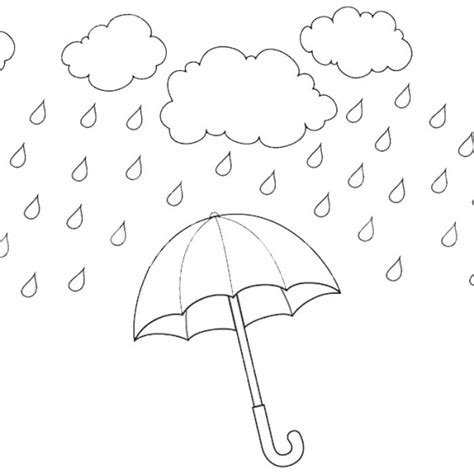 Raindrop Coloring Pages Umbrella Template For Preschool Free