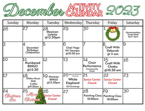 December Activity Calendar Template Postermywall