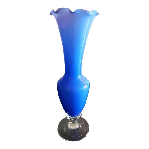 Cobalt Blue Ombre Hand Blown Cased Glass Bud Vase Chairish