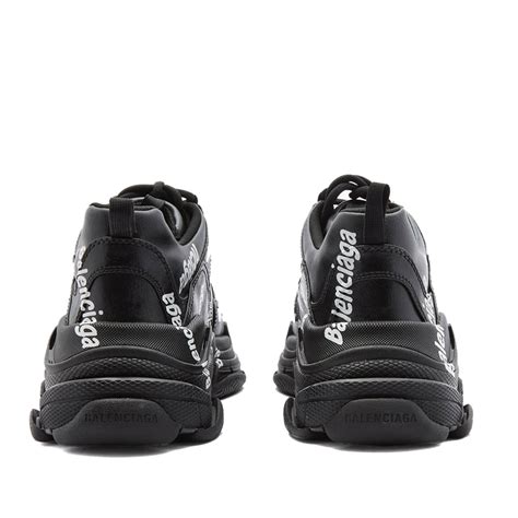 Balenciaga All Over Logo Triple S Sneaker Black And White End Gb