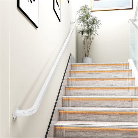 4FT White Iron Hand Railing Sturdy Safety Staircase Handrails Wall