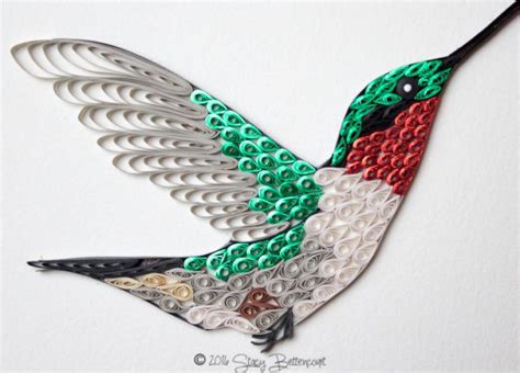 Quilled Hummingbird And Fuchsia Sanat Kuş