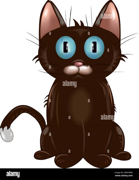 Cartoon Brown Cat With Big Blue Eyes Vector Stock Vector Image And Art Alamy