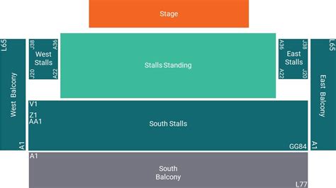 Brighton Centre Seating Map - Stalls Standing Layout