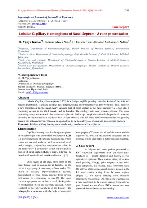 (PDF) Lobular Capillary Hemangioma of Nasal Septum - A rare presentation | Afreen Naaz ...